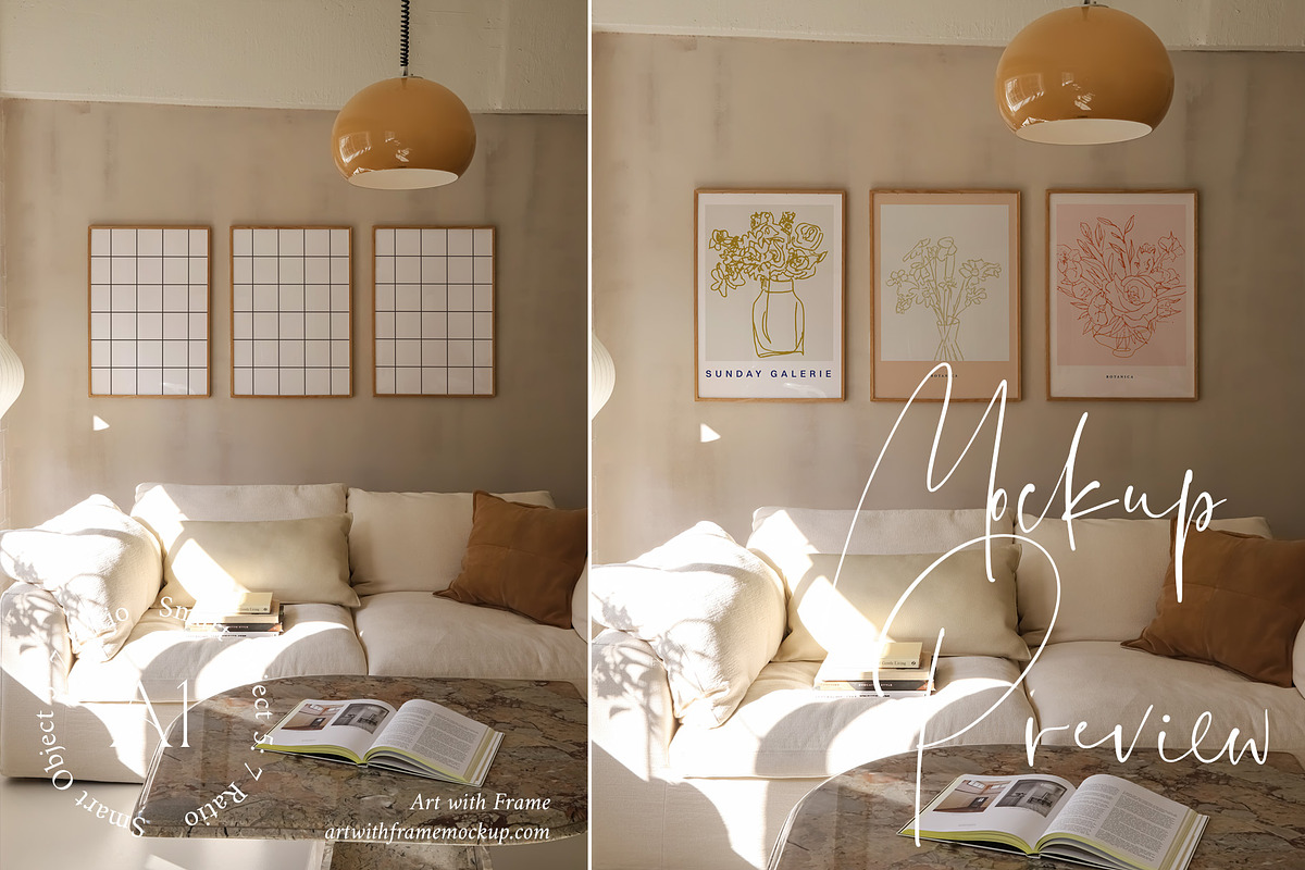 Living Room Frame Mockup, a Product Mockup by ArtwithFrame (Photo 6 of 9)
