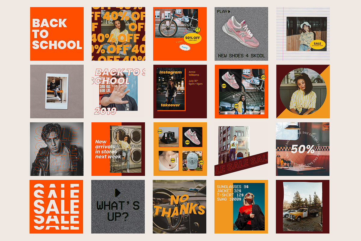 70s BACK TO SCHOOL - Instagram kit, a Social Media Template by Ratatap! (Photo 5 of 7)