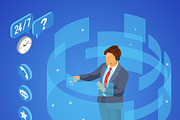 Isometric Online Customer Support, a Person Illustration by TAlex (Thumbnail 6 of 6)