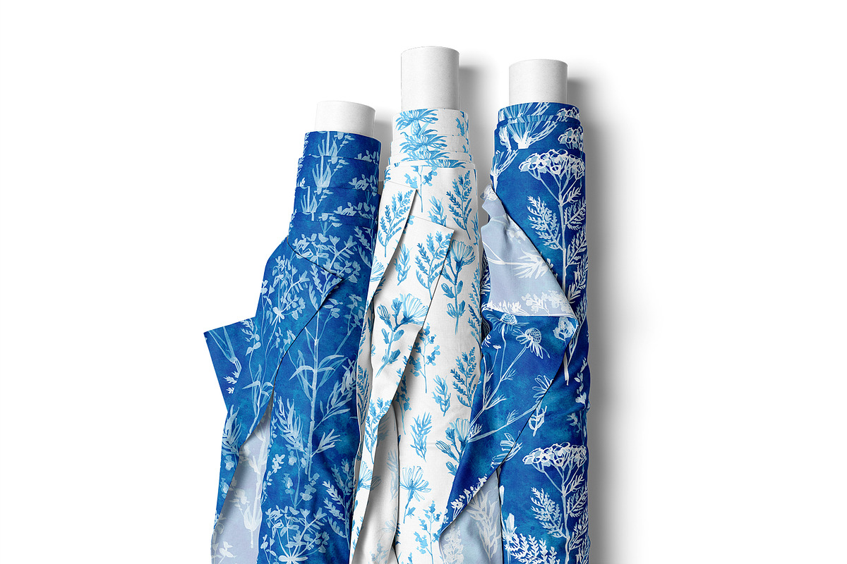 Seamless Cyanotype Floral Pattern wi, a Pattern Graphic by irina.vaneeva (Photo 2 of 8)
