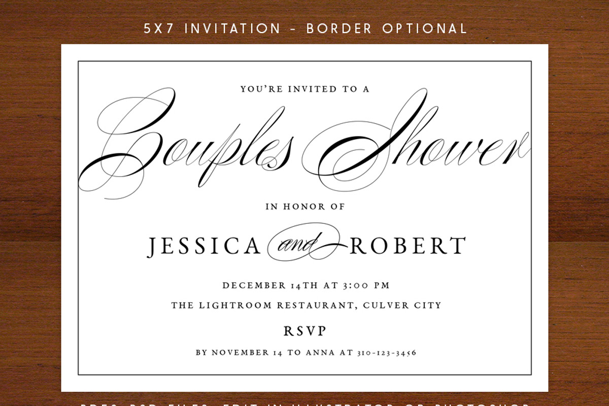 Elegant Script Couples Shower Invite, an Invitation Template by becky nimoy (Photo 2 of 2)
