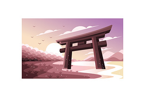 Torii Gate Japan in Beach