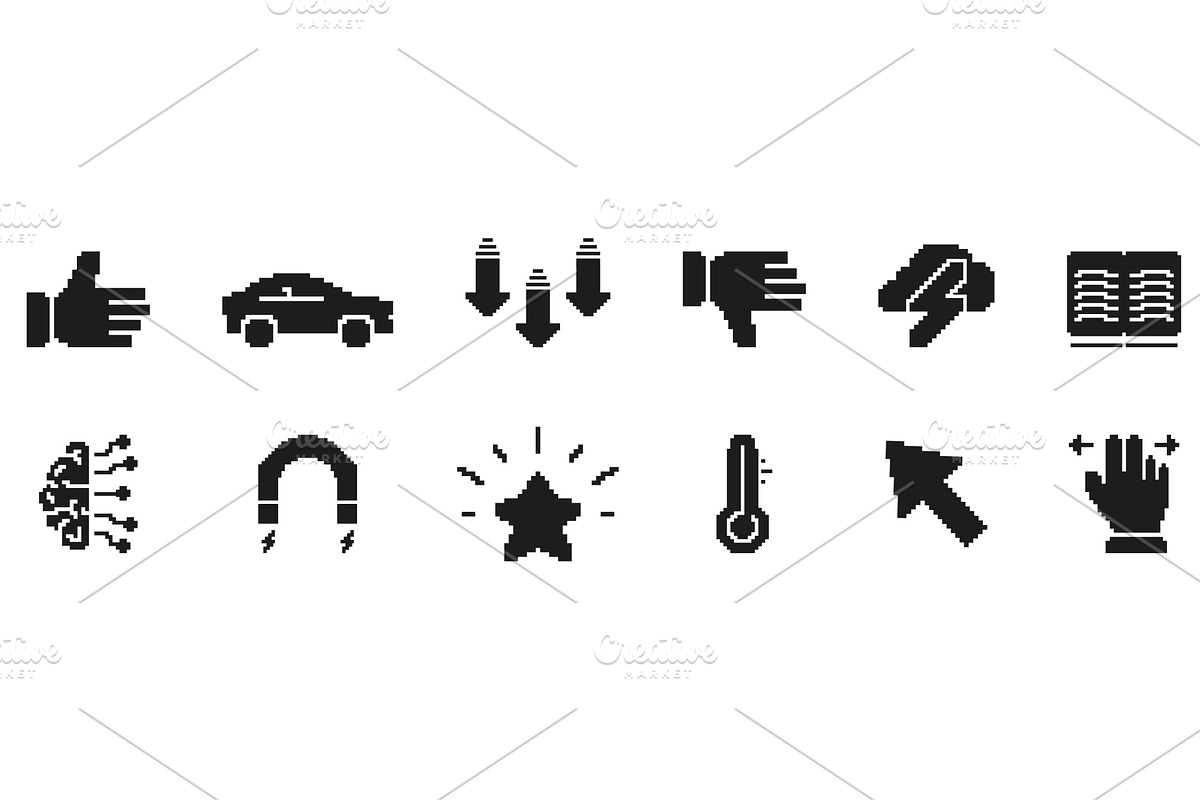 Retro Pixel Art Icon Set, an Object Illustration by Gentle Studio