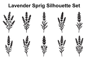 Lavender Botanical Silhouette Set