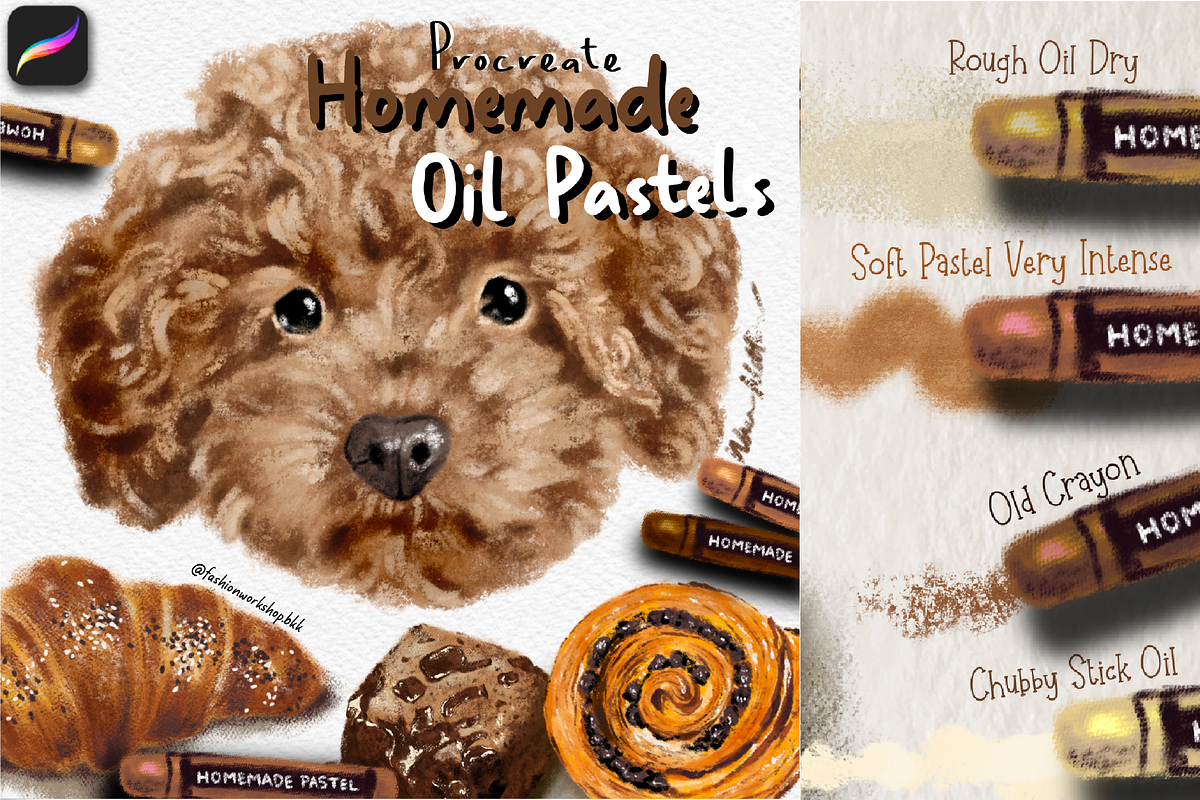Procreate Homemade Oil Pastels Brush, a Brush Add-On by Fashion Workshop Bkk (Photo 1 of 14)