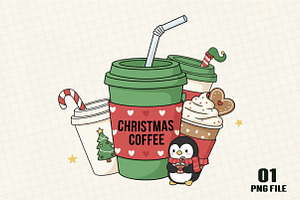 Christmas Coffee PNG Sublimation, an Illustration by DreamCafeArt