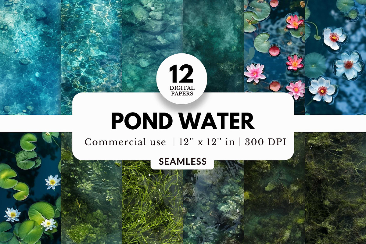 12 Pond Water Digital Papers, a Texture Graphic by NorthWindPixels (Photo 1 of 4)