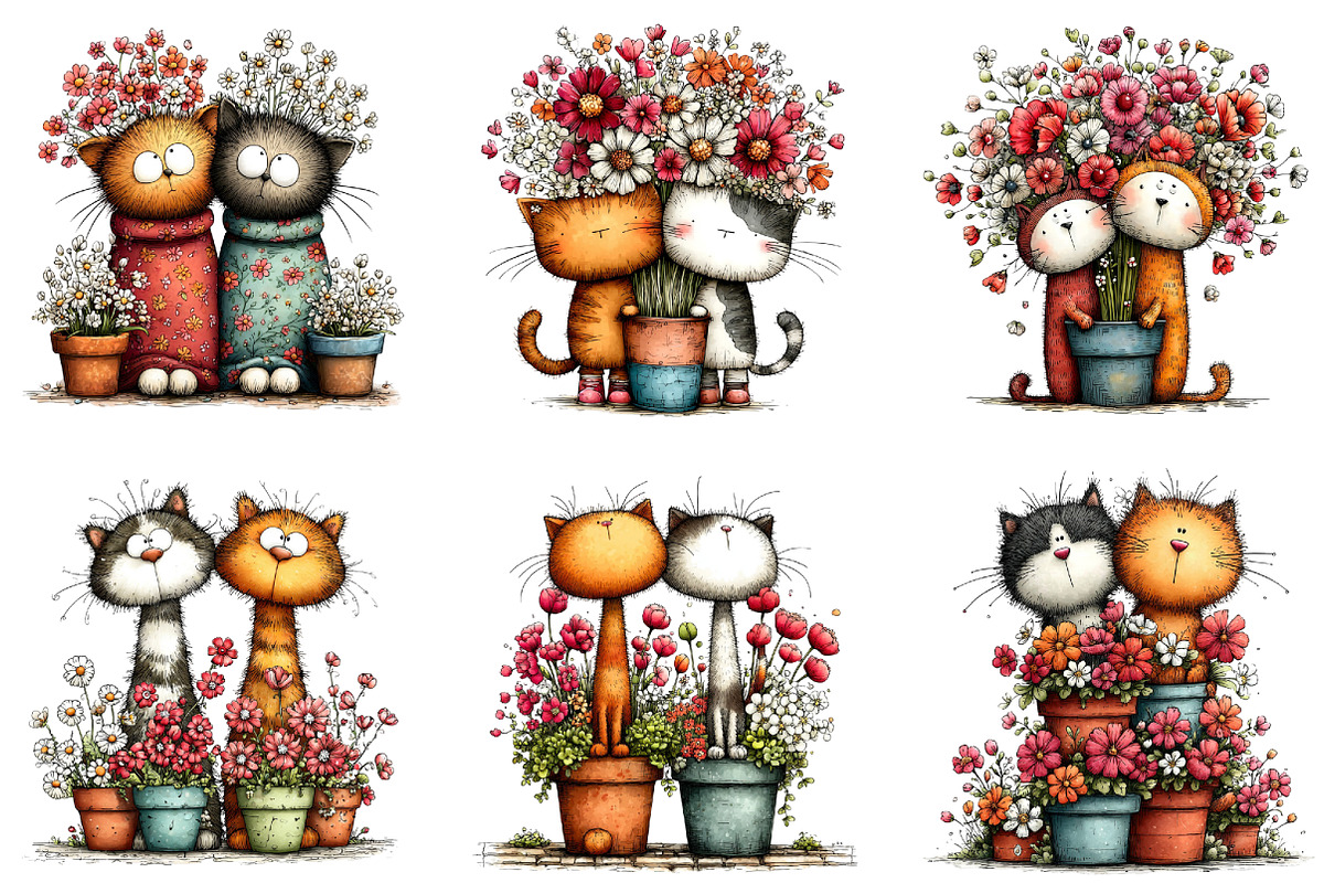 Spring Flower Pot Nursery Cat Clipar, an Illustration by CraftArtStudio (Photo 4 of 6)