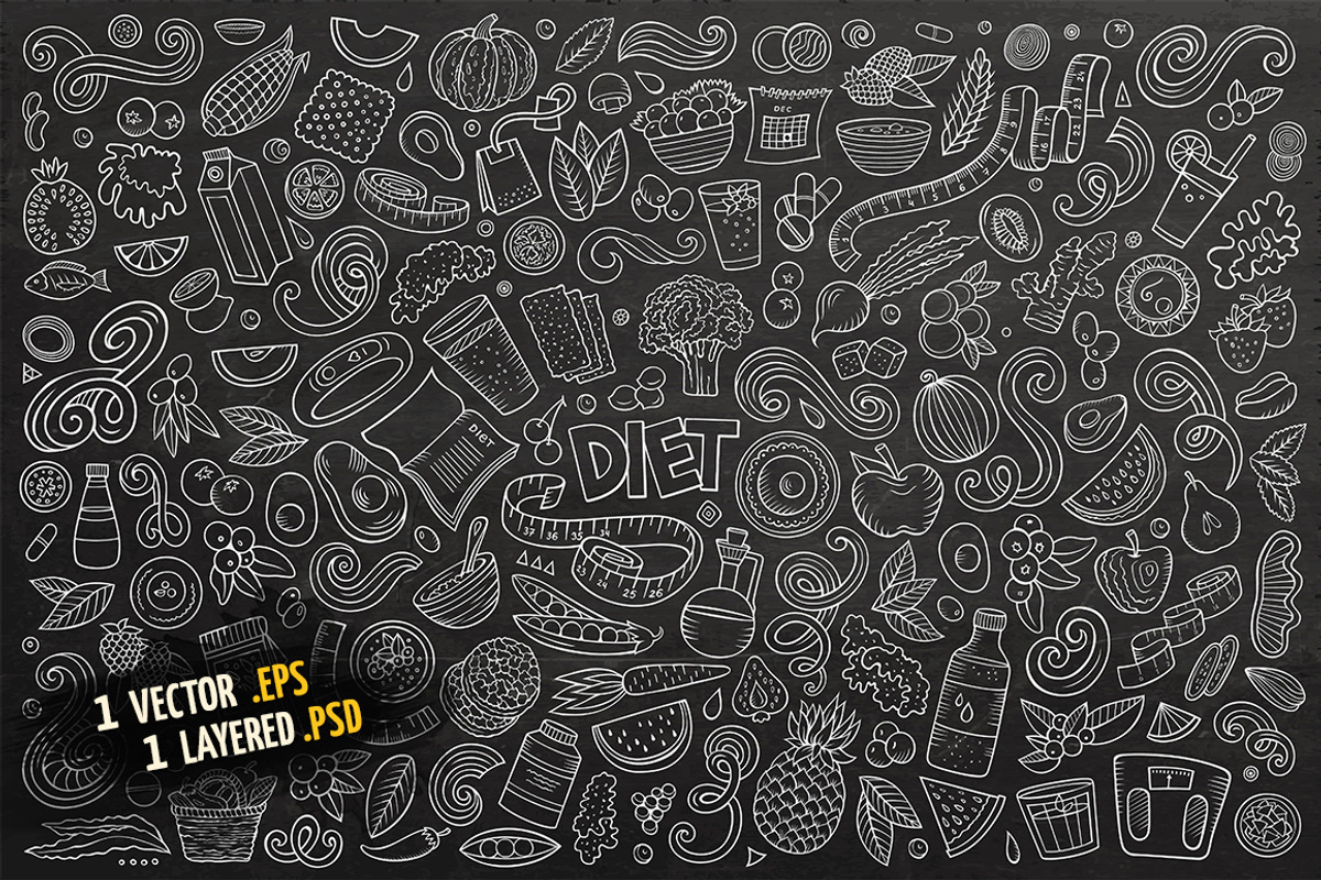 Diet Food Objects & Elements Set, an Object Graphic by BALABOLKA (Photo 4 of 4)