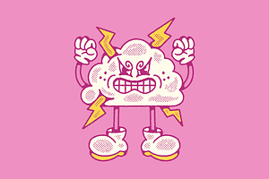 Retro Thunderstorm Cloud Mascot