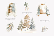 Winter watercolor clipart set, a Decorative Illustration by Patishop Art (Thumbnail 3 of 10)