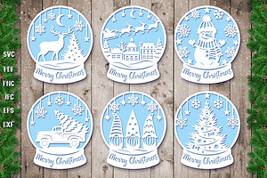 Snow Globe Papercut Bundle SVG