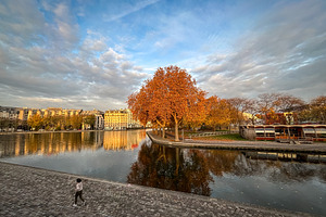 Evening light over Ourcq canal in Paris France, an Architecture Photo by GoodGoods