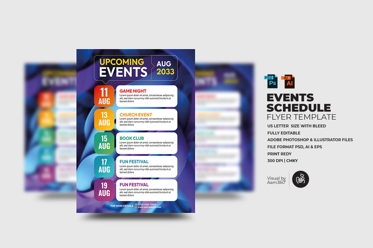 Events Schedule Flyer Template, a Flyer Template by Aam360