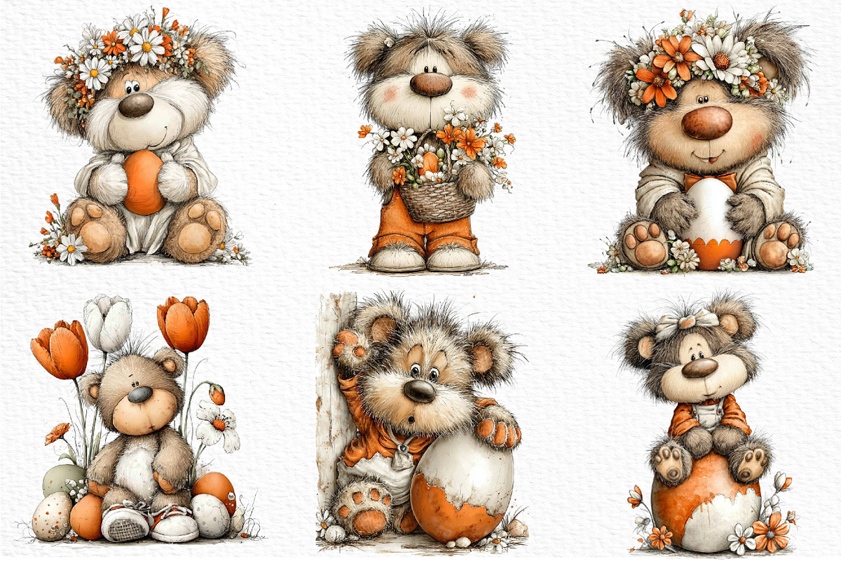 Whimsical Easter Bear Clipart, an Illustration by Craft Nest (Photo 6 of 9)