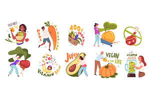 Vegan lifestyle characters, a Food Illustration by Stock-Smart-Start
