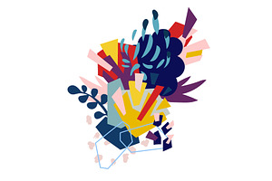Abstract floral elements paper collage