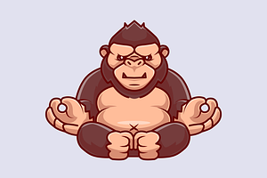 Cute Gorilla Meditation Yoga Cartoon, an Animal Illustration by Catalyst Labs