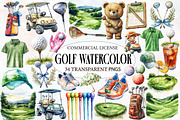 Golf Watercolor Cliparts, an Illustration by Designworld (Thumbnail 1 of 5)