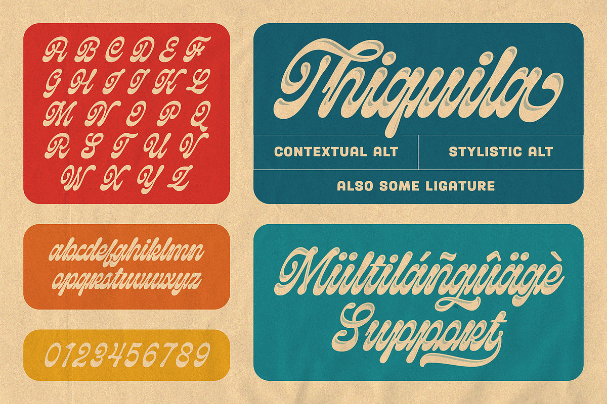 Thiquila - Layered Retro Script Font, a Script Font by Abbasy Studio (Photo 3 of 7)
