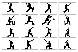 Cricket player Silhouette Vector set, a Person Illustration by Unique Design Team