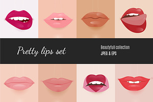 Realistic Lips Vector Set