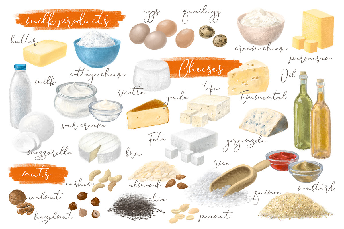 Diets Creator. Element Set, a Food Illustration by LeiaSW (Photo 5 of 8)