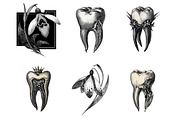 Dark Vintage Tooth Clipart Bundle, a Healthcare Illustration by InkyQueenArt (Thumbnail 4 of 5)