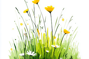 Watercolor vibrant meadow, a Nature Photo by MistyDay
