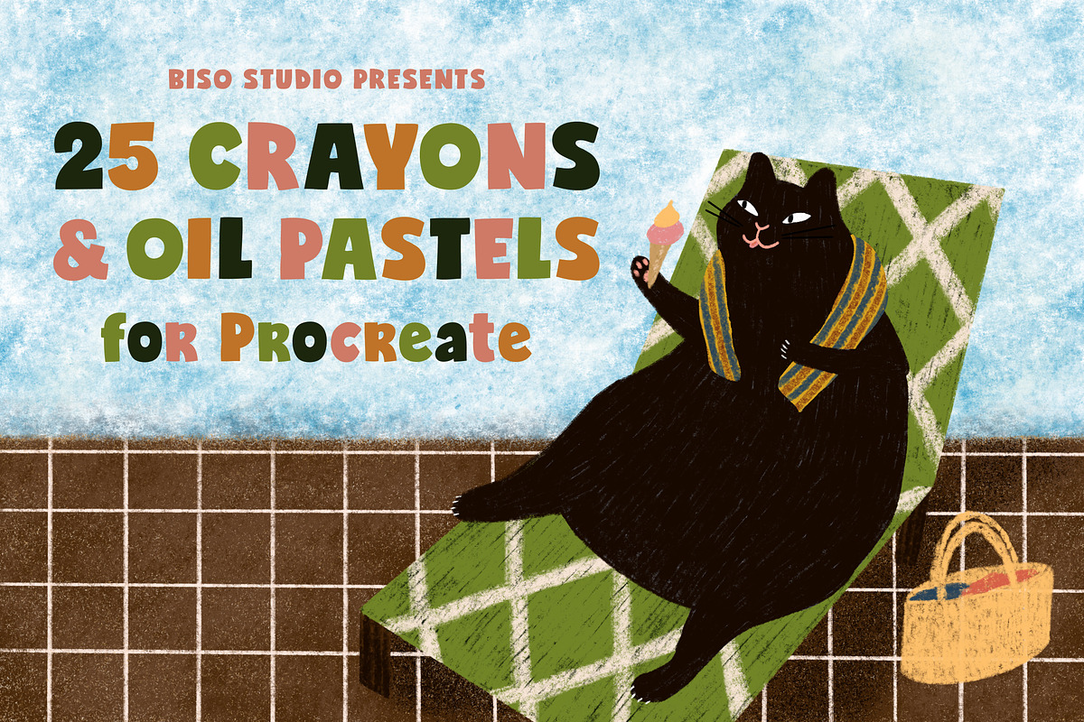 Crayons & Oil Pastels for Procreate, a Brush Add-On by Biso Studio (Photo 1 of 6)