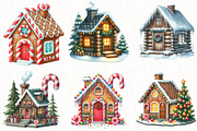 Watercolor Christmas House Clipart, an Illustration by OK Design (Thumbnail 2 of 5)