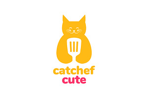 cat chef spatula chef cooking logo, a Branding & Logo Template by devastd
