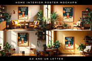 Home Interior Poster Mockups, a Books & Magazine Mockup by Black Cat Studio (Thumbnail 1 of 2)