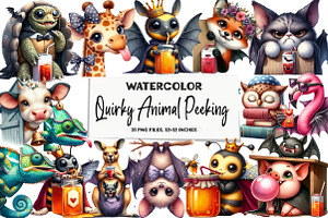 Quirky Animal Peeking Clipart, an Illustration by DreamArtGraphic