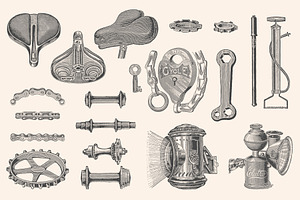 Bicycles - Vintage Illustration Set