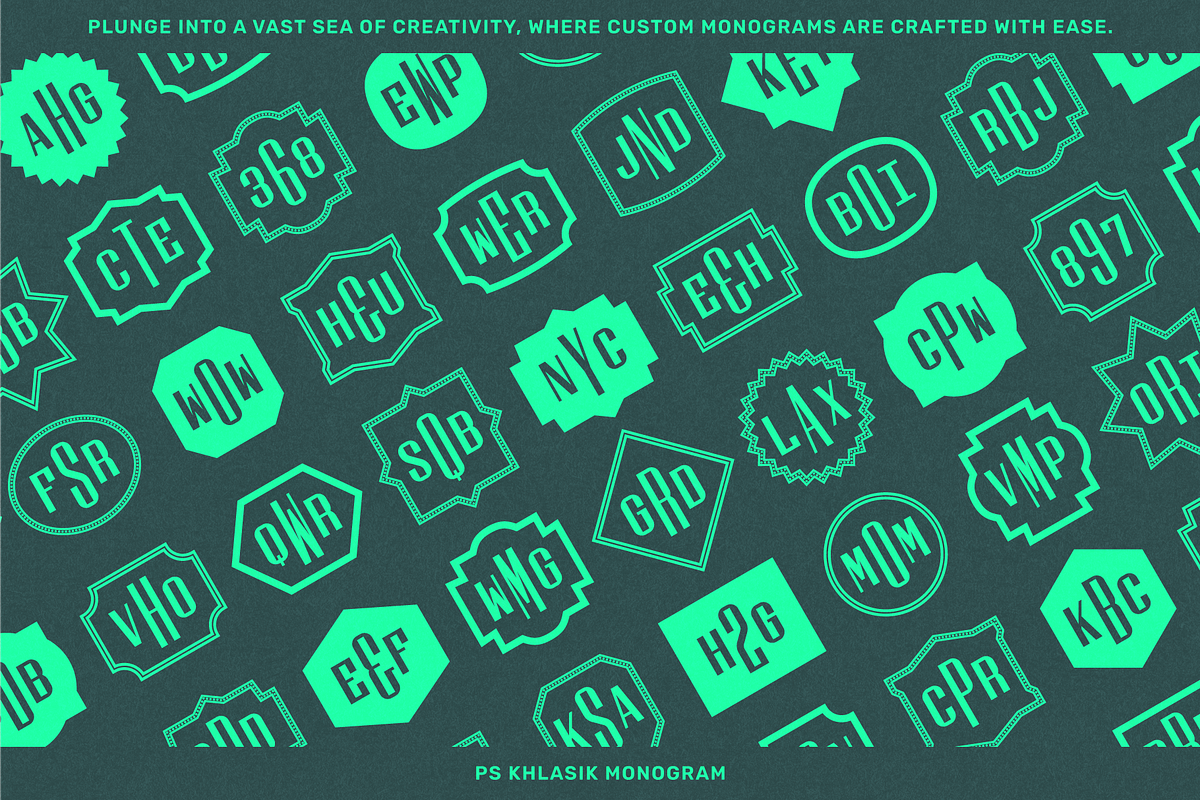 3 Letter Monogram Maker - PS Khlasik, a Sans Serif Font by Para-Scope Design (Photo 2 of 8)