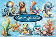 Ocean Buddies Stock Art Pack, an Object Graphic by artbeerlife (Thumbnail 1 of 2)