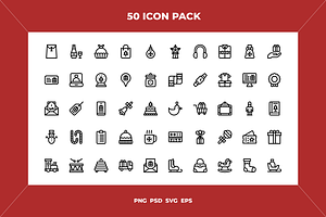 Christmas gifts icons, an Outline Icon by Wencory