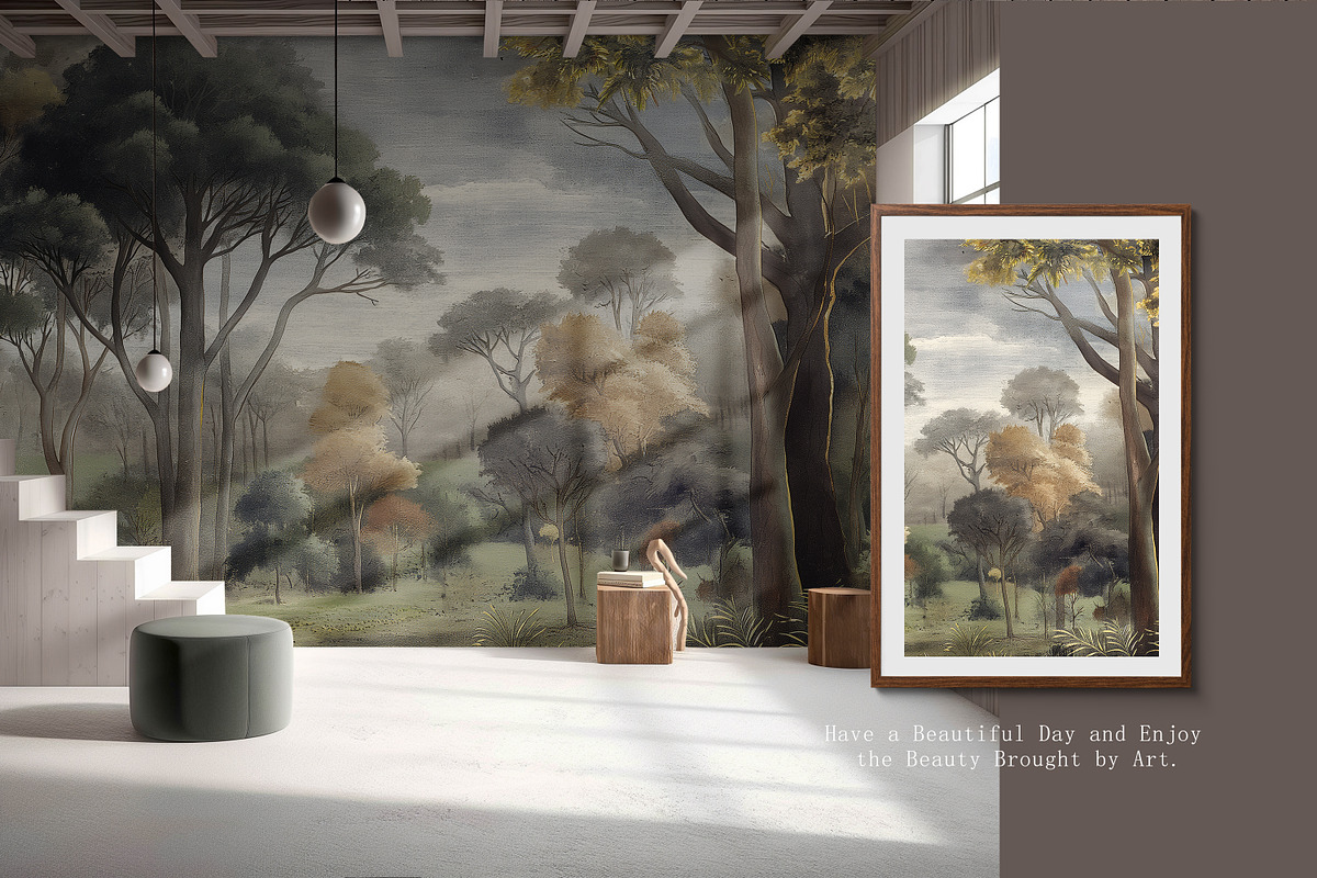 Hand drawn old century forest wallpa, a Wallpaper Graphic by Muzi pear studio (Photo 9 of 11)