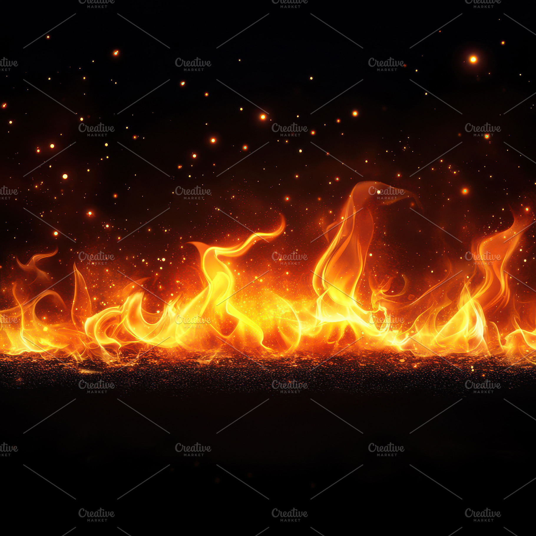 Fiery flames burning bright against, an Abstract Photo by Pixeness Studio