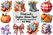 Watercolor Gingham Autumn Clipart Bu, an Illustration by Daily.Designs (Thumbnail 1 of 5)
