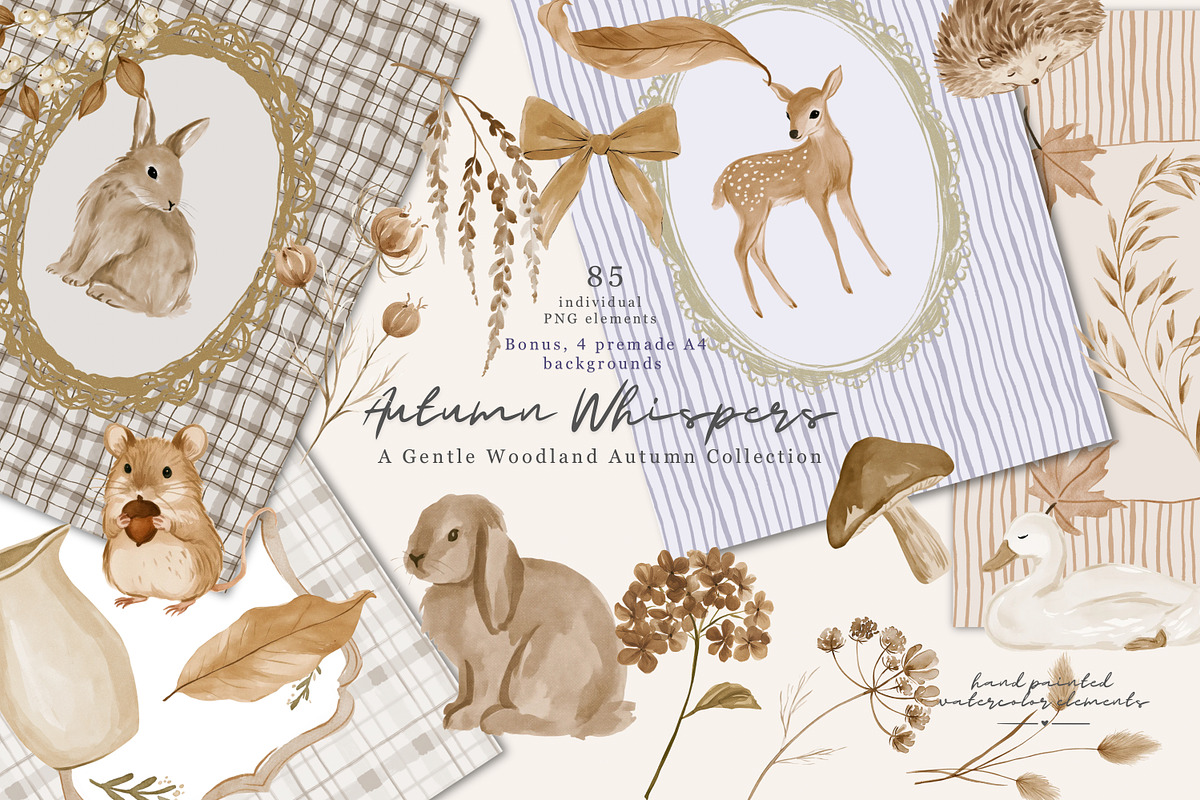 autumn woodland clipart collection, a Decorative Illustration by Patishop Art (Photo 1 of 9)
