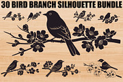 Bird Branch Silhouette Bundle, an Illustration by yasushie (Thumbnail 1 of 31)