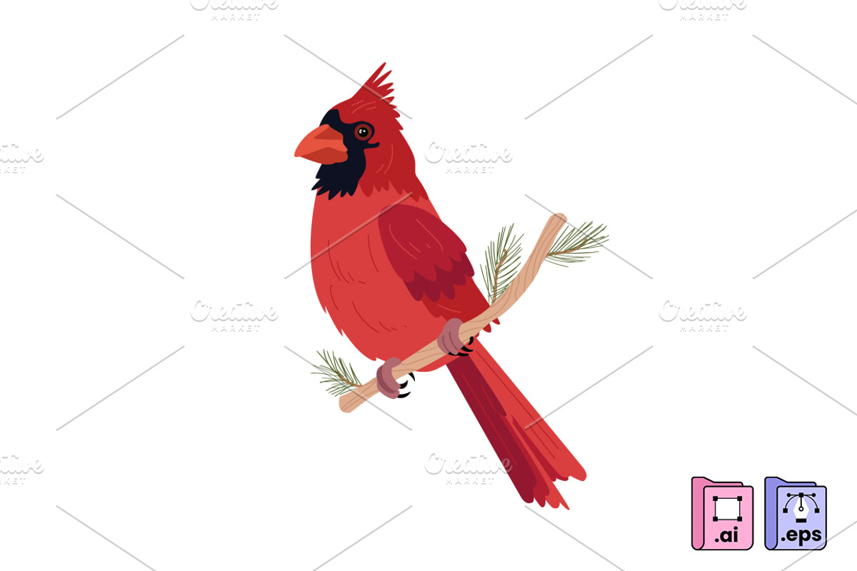 Elegant Red Cardinal Bird, an Animal Illustration by MISS CHATZ (Photo 1 of 3)