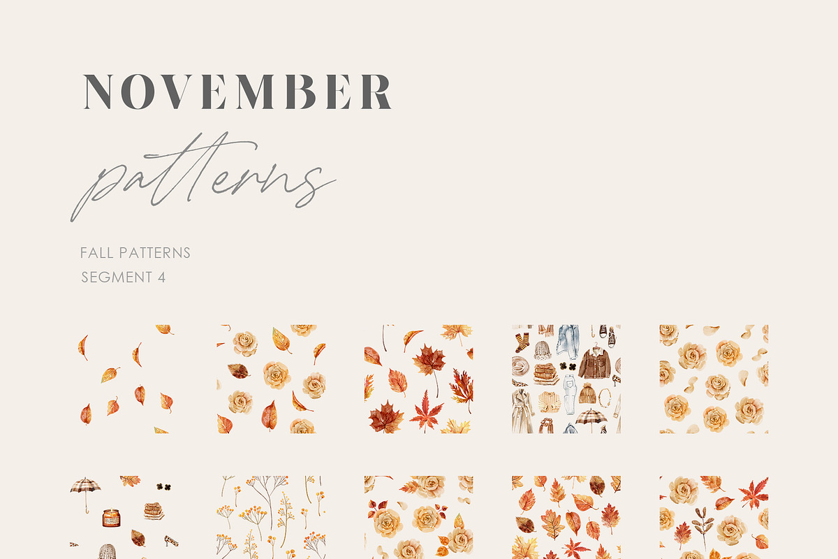 NOVEMBER Watercolor Fall Set, an Object Graphic by Kaleriia (Photo 5 of 11)