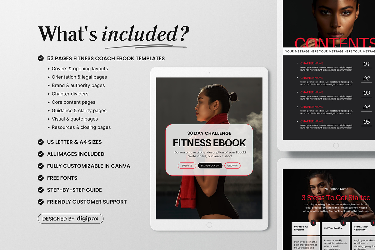 Fitness Coach Ebook Template Canva, a Magazine Template by DigiPax (Photo 2 of 11)