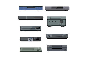 blu ray player set cartoon vector, an Object Illustration by pikepicture