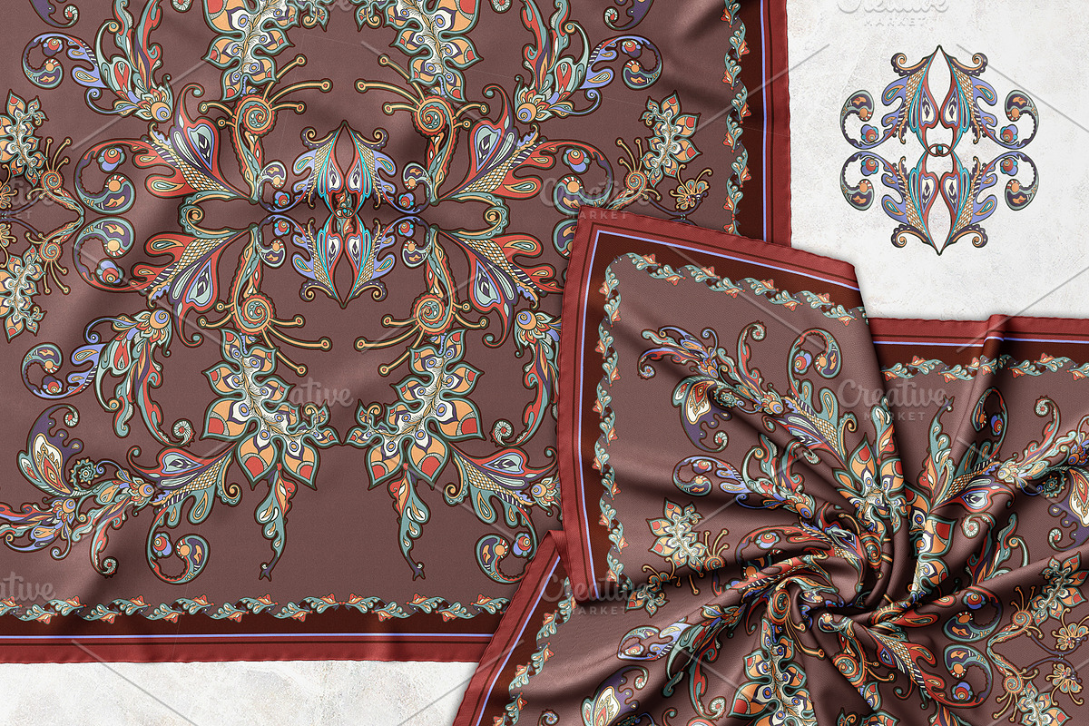 Autumn Baroque Paisley Silk Scarf, an Object Graphic by ilustrinna (Photo 10 of 10)