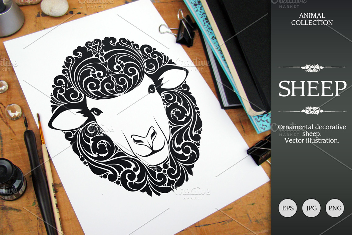 Ornamental Sheep, an Animal Illustration by Color and Decor (Photo 1 of 3)