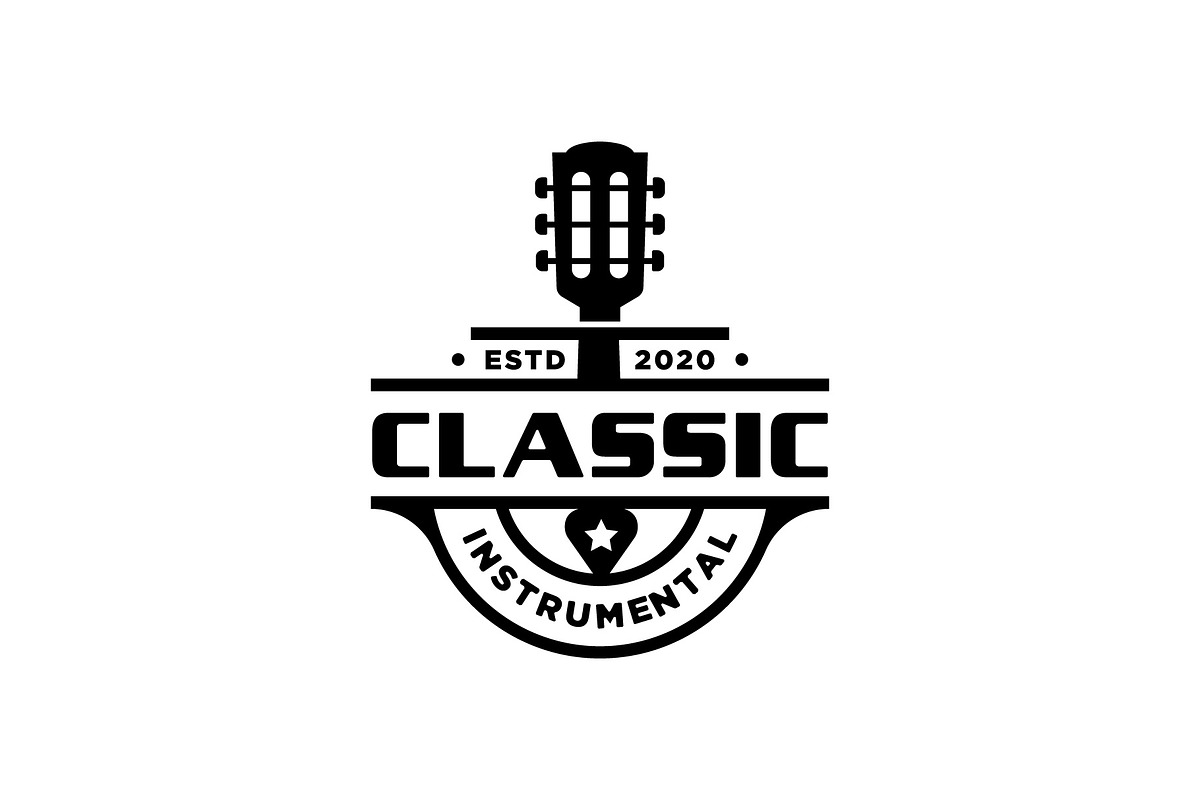 Classic Guitar Music Country Logo, a Branding & Logo Template by funpixel